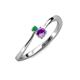 3 - Lucie 4.10 mm Bold Round Emerald and Amethyst 2 Stone Promise Ring 