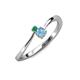 3 - Lucie 4.10 mm Bold Round Emerald and Blue Topaz 2 Stone Promise Ring 