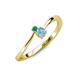 3 - Lucie 4.10 mm Bold Round Emerald and Blue Topaz 2 Stone Promise Ring 