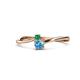 1 - Lucie 4.10 mm Bold Round Emerald and Blue Topaz 2 Stone Promise Ring 