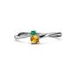 1 - Lucie 4.10 mm Bold Round Emerald and Citrine 2 Stone Promise Ring 