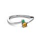 2 - Lucie 4.10 mm Bold Round Emerald and Citrine 2 Stone Promise Ring 