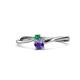 1 - Lucie 4.10 mm Bold Round Emerald and Iolite 2 Stone Promise Ring 