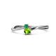 1 - Lucie 4.10 mm Bold Round Emerald and Peridot 2 Stone Promise Ring 
