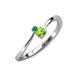 3 - Lucie 4.10 mm Bold Round Emerald and Peridot 2 Stone Promise Ring 