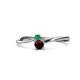 1 - Lucie 4.10 mm Bold Round Emerald and Red Garnet 2 Stone Promise Ring 
