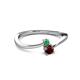 2 - Lucie 4.10 mm Bold Round Emerald and Red Garnet 2 Stone Promise Ring 