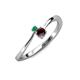 3 - Lucie 4.10 mm Bold Round Emerald and Red Garnet 2 Stone Promise Ring 