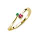 3 - Lucie 4.10 mm Bold Round Emerald and Rhodolite Garnet 2 Stone Promise Ring 