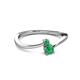 2 - Lucie 4.10 mm Bold Round Emerald and Emerald 2 Stone Promise Ring 