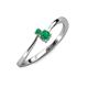 3 - Lucie 4.10 mm Bold Round Emerald and Emerald 2 Stone Promise Ring 