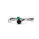 1 - Lucie 4.10 mm Bold Round Emerald and Black Diamond 2 Stone Promise Ring 