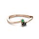 2 - Lucie 4.10 mm Bold Round Emerald and Black Diamond 2 Stone Promise Ring 