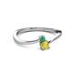 2 - Lucie 4.10 mm Bold Round Emerald and Yellow Sapphire 2 Stone Promise Ring 