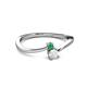 2 - Lucie 4.10 mm Bold Round Emerald and White Sapphire 2 Stone Promise Ring 