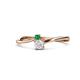 1 - Lucie 4.10 mm Bold Round Emerald and White Sapphire 2 Stone Promise Ring 