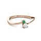 2 - Lucie 4.10 mm Bold Round Emerald and White Sapphire 2 Stone Promise Ring 