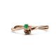1 - Lucie 4.10 mm Bold Round Emerald and Smoky Quartz 2 Stone Promise Ring 