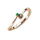 3 - Lucie 4.10 mm Bold Round Emerald and Smoky Quartz 2 Stone Promise Ring 