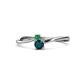 1 - Lucie 4.10 mm Bold Round Emerald and London Blue Topaz 2 Stone Promise Ring 