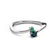 2 - Lucie 4.10 mm Bold Round Emerald and London Blue Topaz 2 Stone Promise Ring 