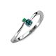 3 - Lucie 4.10 mm Bold Round Emerald and Blue Diamond 2 Stone Promise Ring 