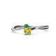 1 - Lucie 4.10 mm Bold Round Emerald and Yellow Diamond 2 Stone Promise Ring 