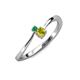 3 - Lucie 4.10 mm Bold Round Emerald and Yellow Diamond 2 Stone Promise Ring 