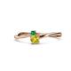 1 - Lucie 4.10 mm Bold Round Emerald and Yellow Diamond 2 Stone Promise Ring 