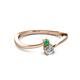 2 - Lucie 4.10 mm Bold Round Emerald and Diamond 2 Stone Promise Ring 