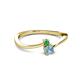 2 - Lucie 4.10 mm Bold Round Emerald and Aquamarine 2 Stone Promise Ring 