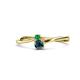 1 - Lucie 4.10 mm Bold Round Emerald and Blue Diamond 2 Stone Promise Ring 