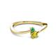 2 - Lucie 4.10 mm Bold Round Emerald and Yellow Diamond 2 Stone Promise Ring 