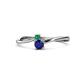 1 - Lucie 4.10 mm Bold Round Emerald and Blue Sapphire 2 Stone Promise Ring 