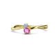 1 - Lucie 4.10 mm Bold Round Aquamarine and Pink Sapphire 2 Stone Promise Ring 