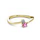 2 - Lucie 4.10 mm Bold Round Aquamarine and Pink Sapphire 2 Stone Promise Ring 