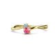 1 - Lucie 4.10 mm Bold Round Aquamarine and Pink Tourmaline 2 Stone Promise Ring 