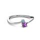 2 - Lucie 4.10 mm Bold Round Aquamarine and Amethyst 2 Stone Promise Ring 