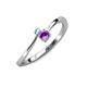 3 - Lucie 4.10 mm Bold Round Aquamarine and Amethyst 2 Stone Promise Ring 