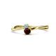 1 - Lucie 4.10 mm Bold Round Aquamarine and Red Garnet 2 Stone Promise Ring 