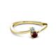 2 - Lucie 4.10 mm Bold Round Aquamarine and Red Garnet 2 Stone Promise Ring 
