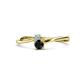 1 - Lucie 4.10 mm Bold Round Aquamarine and Black Diamond 2 Stone Promise Ring 