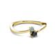 2 - Lucie 4.10 mm Bold Round Aquamarine and Black Diamond 2 Stone Promise Ring 