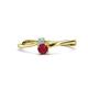 1 - Lucie 4.10 mm Bold Round Aquamarine and Ruby 2 Stone Promise Ring 
