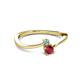 2 - Lucie 4.10 mm Bold Round Aquamarine and Ruby 2 Stone Promise Ring 