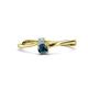 1 - Lucie 4.10 mm Bold Round Aquamarine and Blue Diamond 2 Stone Promise Ring 