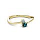 2 - Lucie 4.10 mm Bold Round Aquamarine and Blue Diamond 2 Stone Promise Ring 