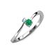 3 - Lucie 4.10 mm Bold Round Aquamarine and Emerald 2 Stone Promise Ring 