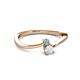 2 - Lucie 4.10 mm Bold Round Aquamarine and White Sapphire 2 Stone Promise Ring 