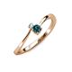 3 - Lucie 4.10 mm Bold Round Aquamarine and Blue Diamond 2 Stone Promise Ring 